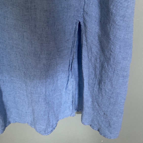 KLEEN Linen blend Tank Dress S Midi Long Stripe Black blue Lagenlook artsy - Picture 4 of 7